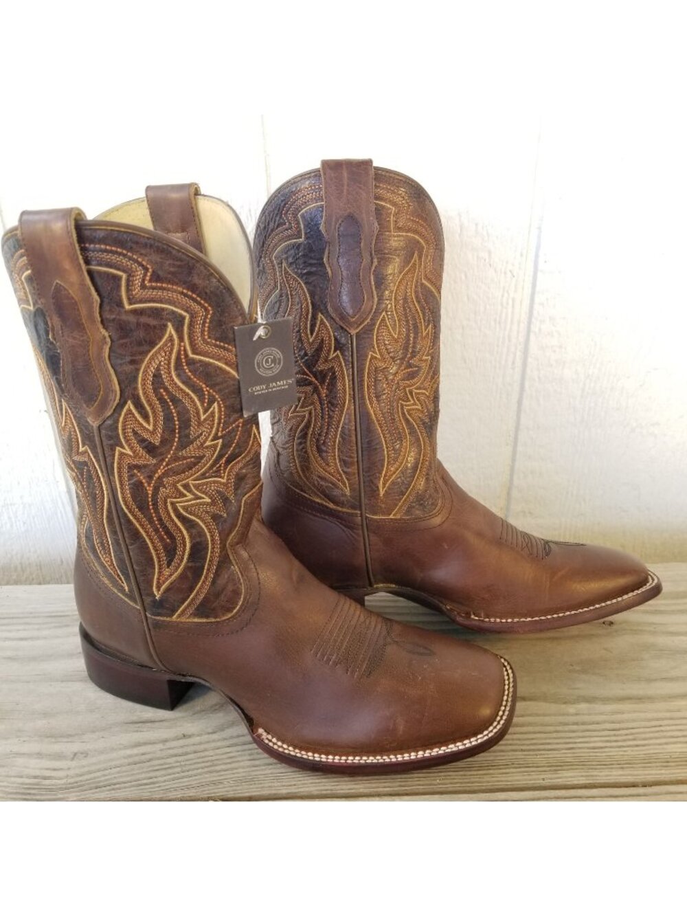 Cody James Harper Mens Brown Leather Gold Stitch Western Boots 8.5 D BCJFA25L2-1